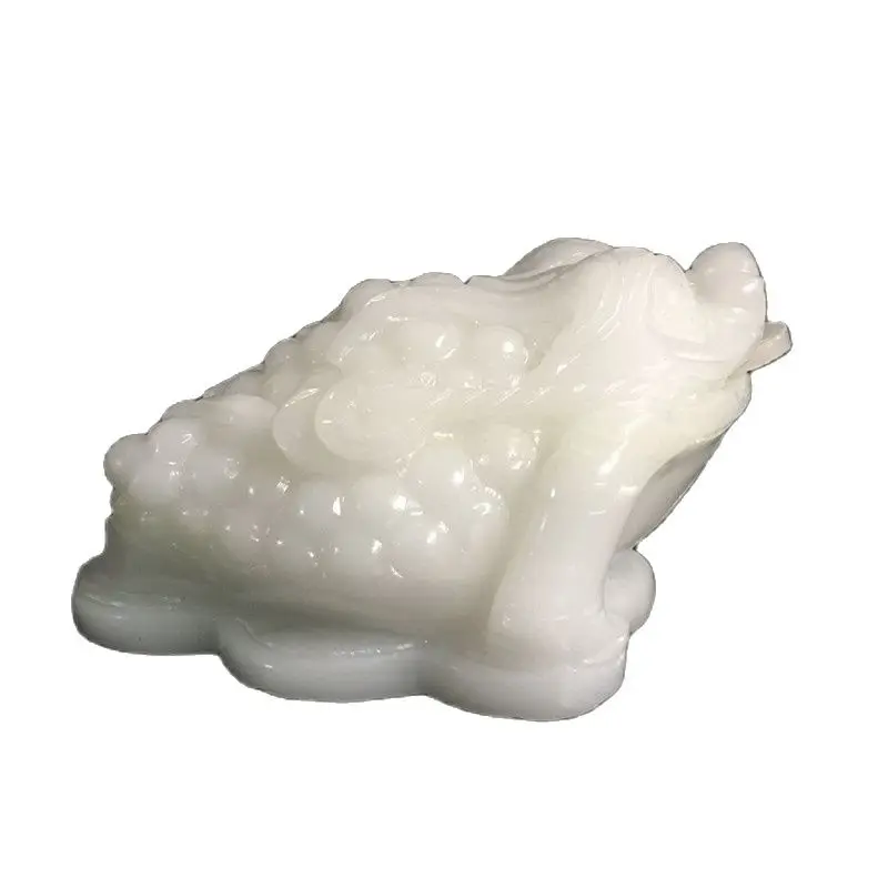 

Natural White Jade Jin Chan Town House Evil Spirits Lucky Feng Shui Decorations