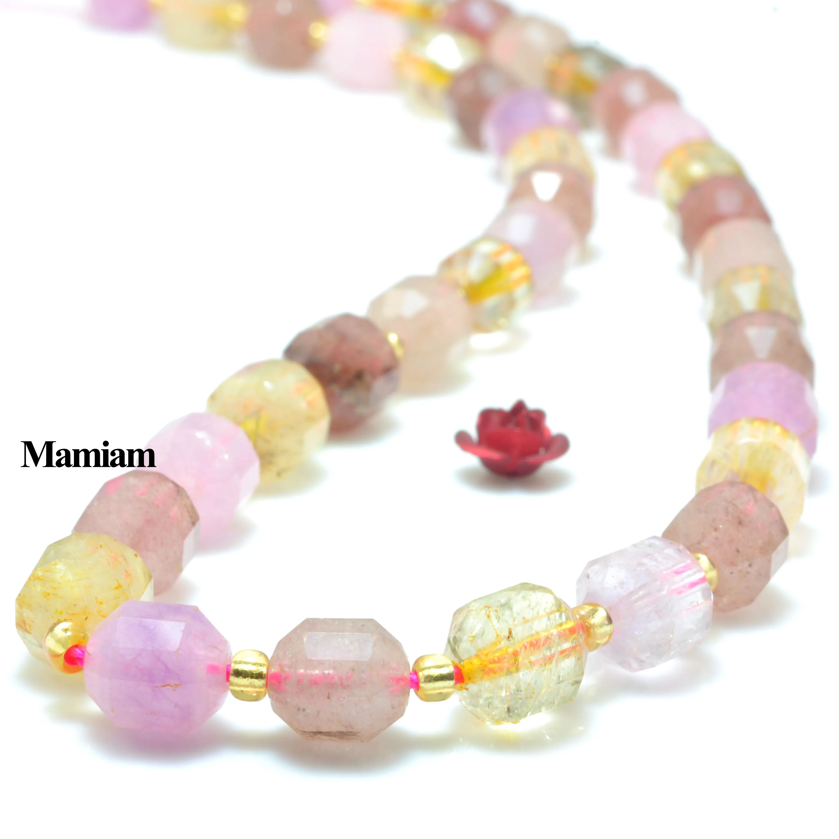 

Mamiam Natural Super 7 Crystal Faceted Cylinder Charm Beads 7x8mm Loose Stone Diy Bracelet Necklace Jewelry Making Gift Design