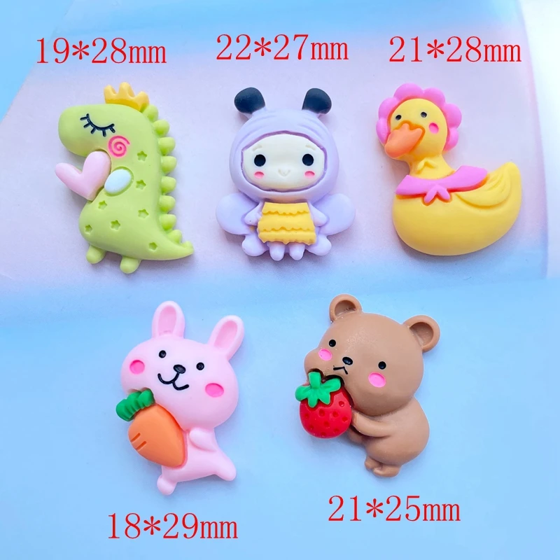 10Pcs New Resin Cute Mixed Mini Animal Series Flat back Cabochon Scrapbooking Hair Bow Center Embellishments DIY Accessories J87