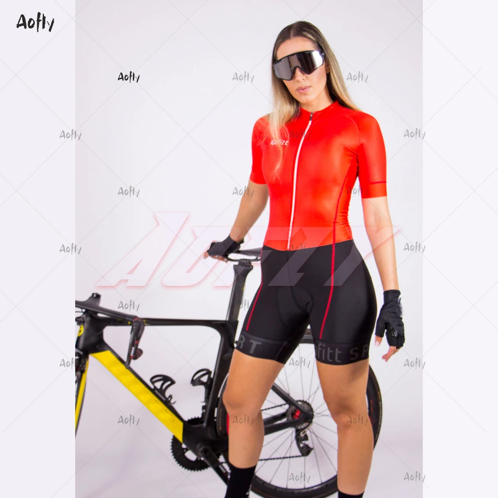 2020Kafitt Couples Red Triathlon Suit Cycling Clothing Skinsuit Sets Jumpsuit Kits Macaquinho Ciclismo Feminino Maillot Gel Pad