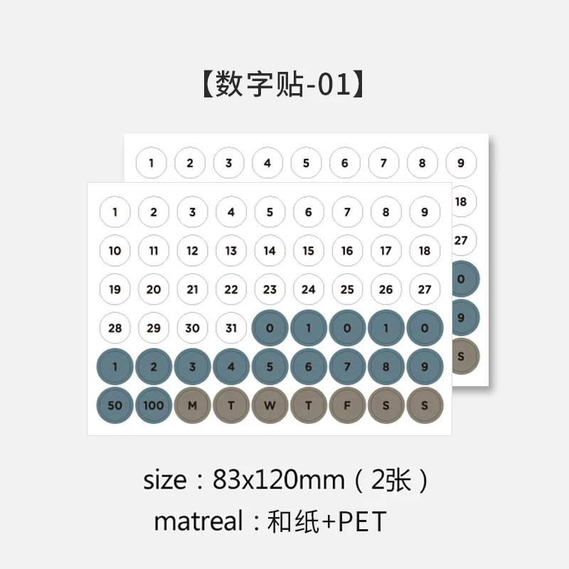 Round Dot Alphanumeric Date Sealing Sticker Waterproof Circular Labels Diary Manual Diy Stationery Paster Decorative Sticker
