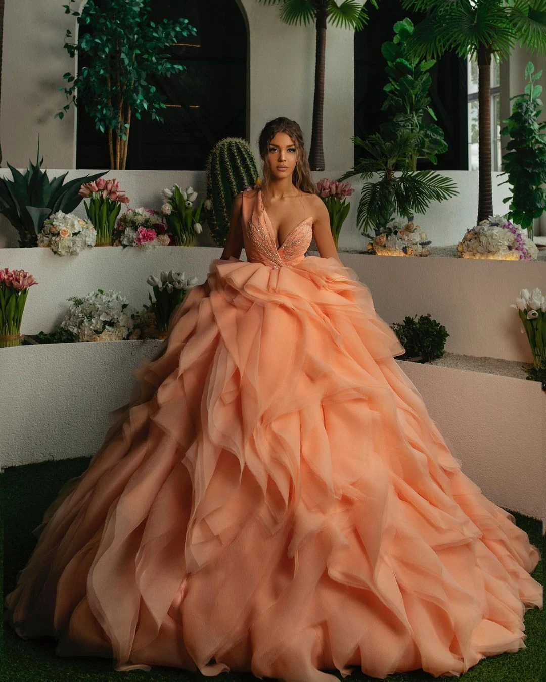 Vestido de Boda de Princesa en capas, vestido de baile de tul hinchado, largo hasta el suelo, vestidos de novia largos para mujer, vestidos formales de noche 2023