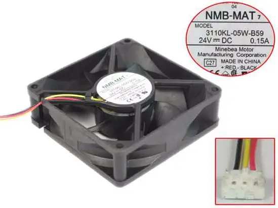 

NMB-MAT 3110KL-05W-B59 C27 Server Cooling Fan DC 24V 0.15A 80x80x25mm 3-Wire