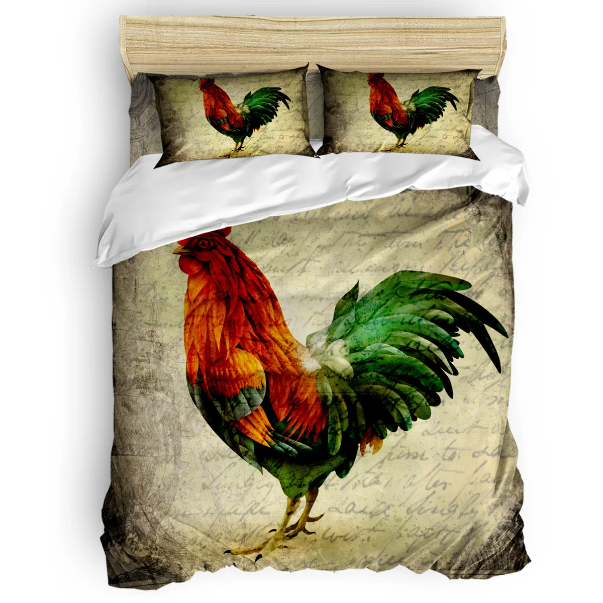 Animal Cock Retro Farm Rustic Printed Comforter Bedding Sets 2/3/4pcs Bed Linen Duvet Cover Set Bed Sheet Pillowcase