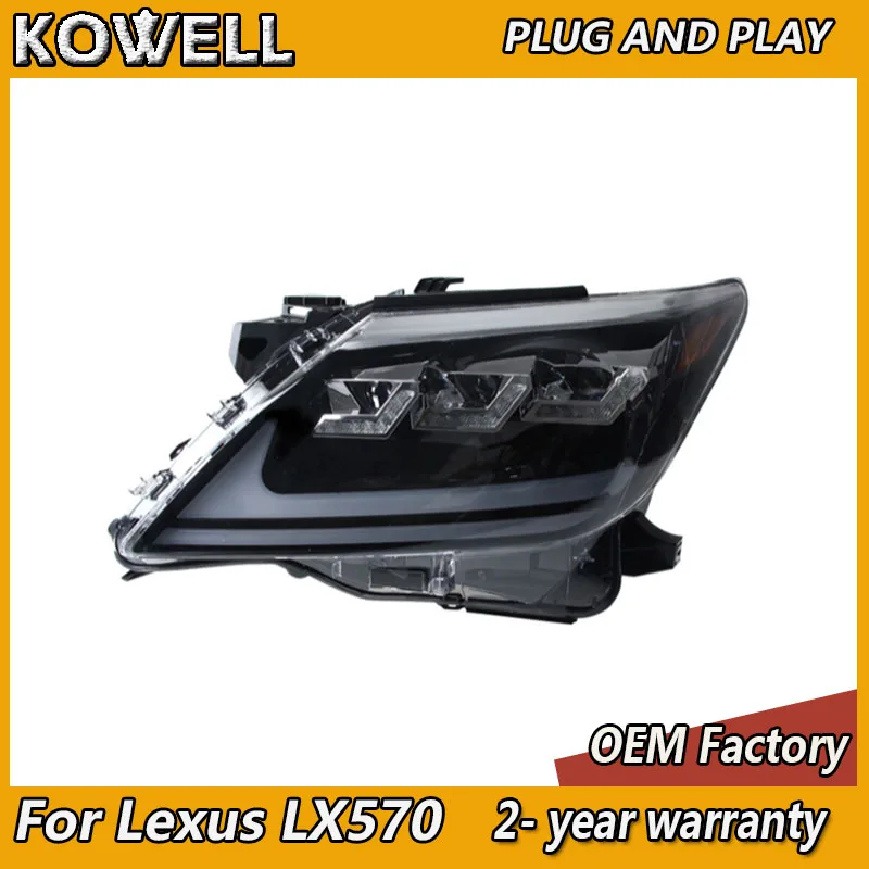 اكسسوارات السيارات للمصابيح الأمامية لكزس LX570 2007-2015 LX رئيس ضوء DRL بدوره إشارة منخفضة عالية شعاع العارض عدسة #4