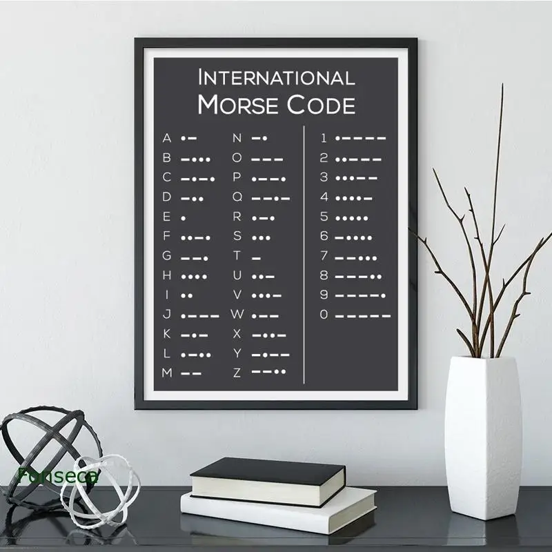 Morse Code Poster and Print Modern Minimalist Black White Canvas Painting  Wall Art Picture for Living Room Home Decor