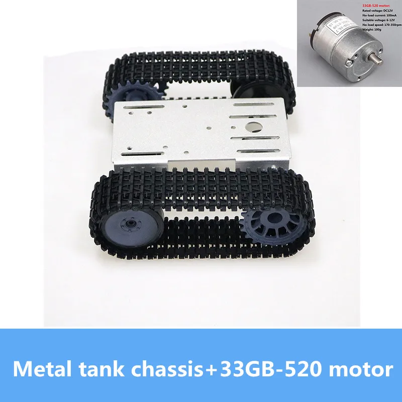 Metal Smart RC Tank Chassis Kit Shock-Absorbing Crawler Robot With 33GB-520 Motor Wireless Controller DIY For Android Toy