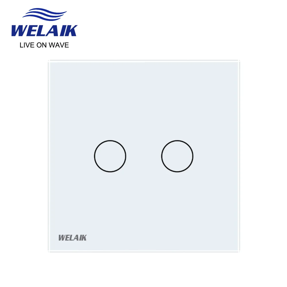 WELAIK EU European Touch Switch 1~1000W Wall Switch 2gang1way Crystal Glass Panel Smart LED Light Wall Touch Switch 220V A1921CW