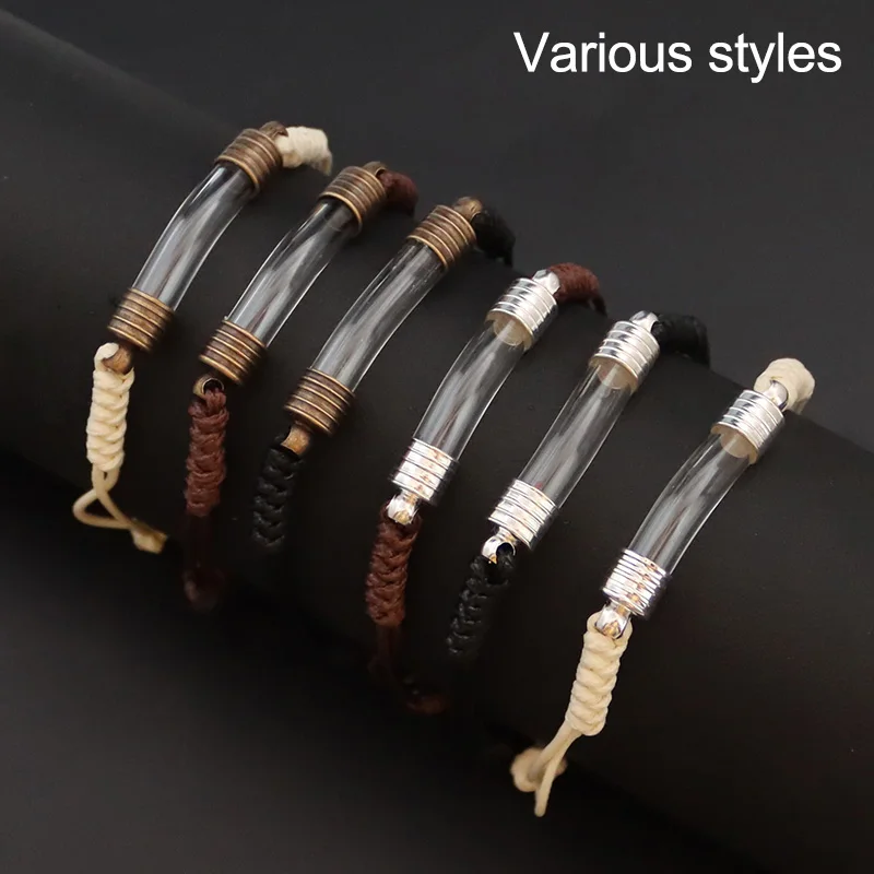 2PCS Glass Vial Pendant Bracelet Writing Name Wirte On Rice Fashion Jewelry Charm Bracelets For Women