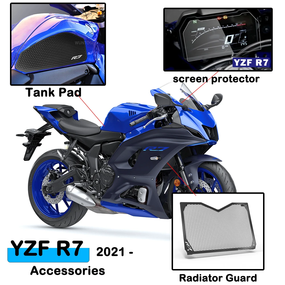 

for Yamaha YZF R7 Accessories NEW Radiator Guard Tank Pad Knee Pads Dashboard Screen Protector