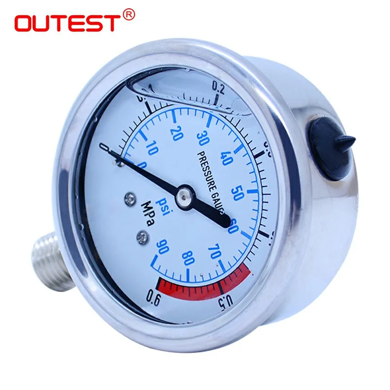 OUTEST Air Compressor Pneumatic Hydraulic radial stainless steel manometer pressure gauge Air oil water Hydraulic Pressure gauge