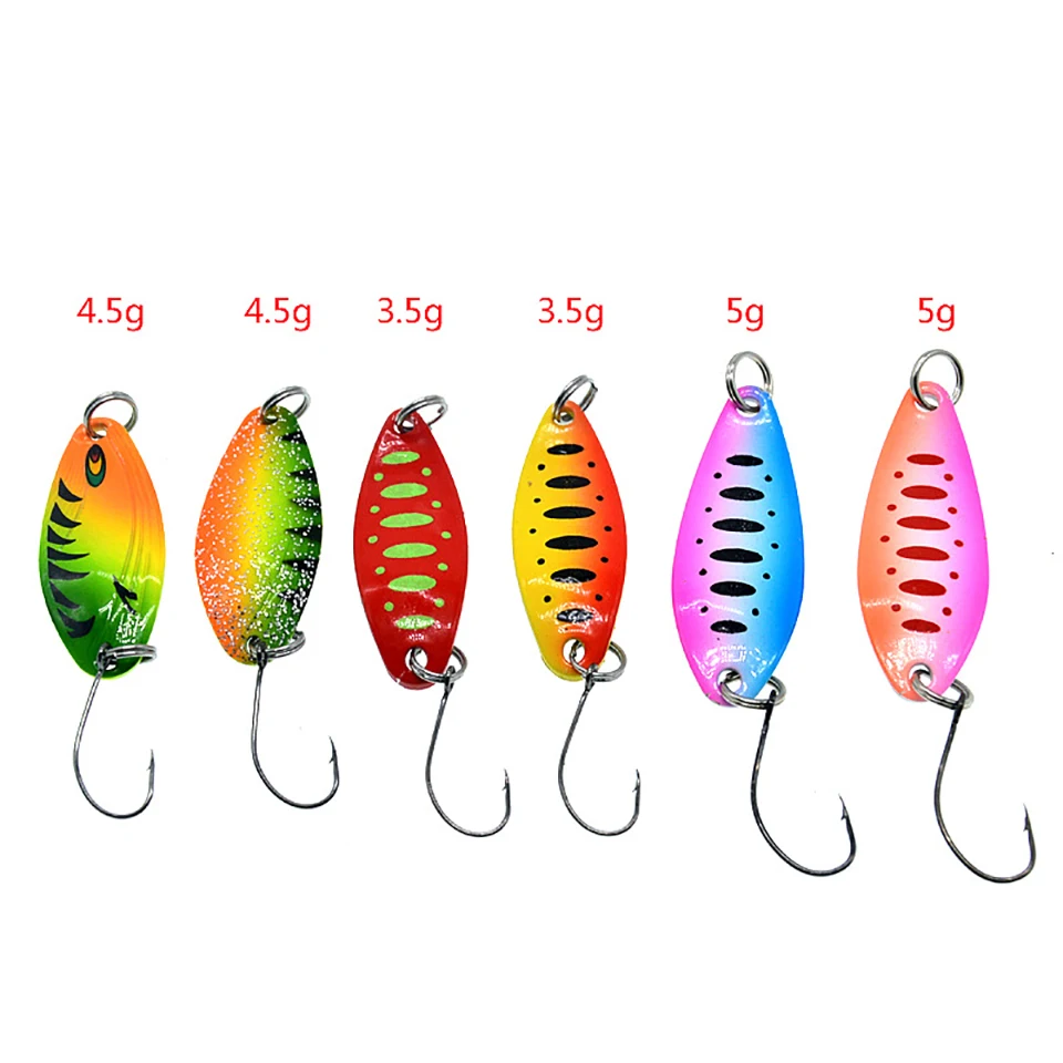 6Pcs 3.5G/4.5G/5G Sequined Bait Set Set Metal Hard Bait Hook Artificial Shaking Bait Outdoor Sea Fishing Tool