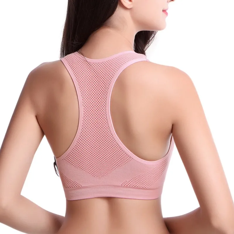 Women Padded Running Gym Active Bra Professional Absorb Sweat Top Sports Bra Mesh Breathable Bras Push Up  Fitness Tops