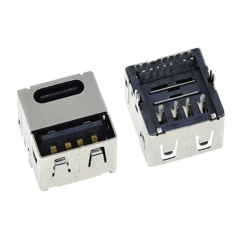 TZT 5/10 Stück 90-Grad-USB-Anschlussmodul Typ-C Dual-USB-Buchse 4 Gerade Füße Buchse PD-Schnellladegerät für Auto – Detail 3