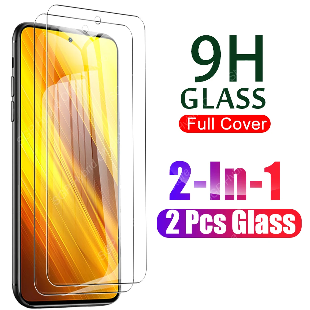 2 Pcs Armor Tempered Glass For Xiaomi Mi Poco X3 NFC Screen Protector On F M X 3 GT 3nfc 3pro F1 F3 M3 Pro Protective Glass Film