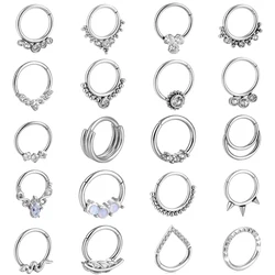 1Piece Stainless Steel Heart Clip On Nose Ring Crystal Septum Ring Clicker Nose Piercing Clip On Cross Nose Clip Jewelry