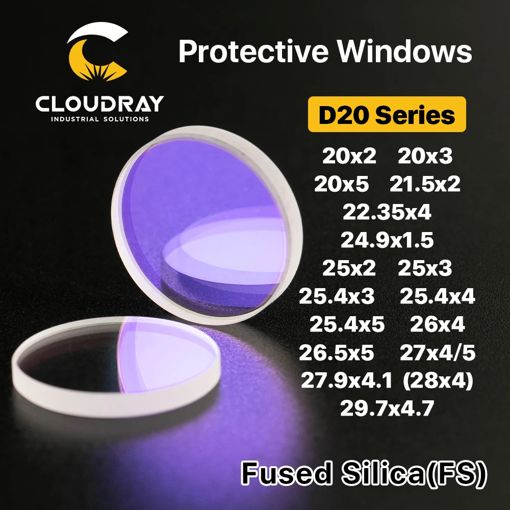 Cloudray-Ventanas protectoras láser de silicio, protectores de sílice fundida de cuarzo para láser de fibra serie d20-d29, fibra 1064nm Precitec