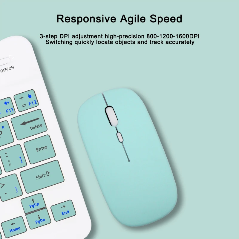 Teclado e Mouse sem fio para iPad Air Pro, Tablet, Android, IOS, Windows, Russo, Francês, Espanhol, Português, 10"