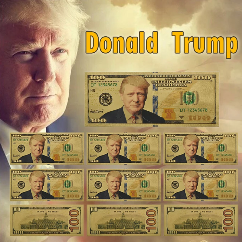 Trump Gold Plated Fake Money 10pcs Unique America One Million Dollar Banknote Paper Money Business Gifts For Christmas