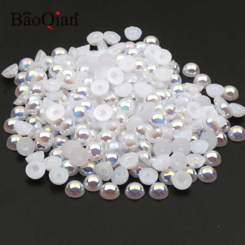 2/3/4/5/6/8/10mm Ivory/White ABS Imitation Pearl Embellishment Half Round Flatback Resin Scrapbooking For DIY Decoration Craft