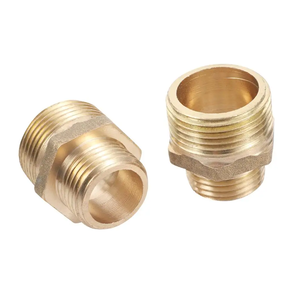 

Brass 1/2" To 3/4" Male Thread Connector Home improvement External Thread Reducer Connetion Joint Plumbing Pipe Adapter 2Pcs