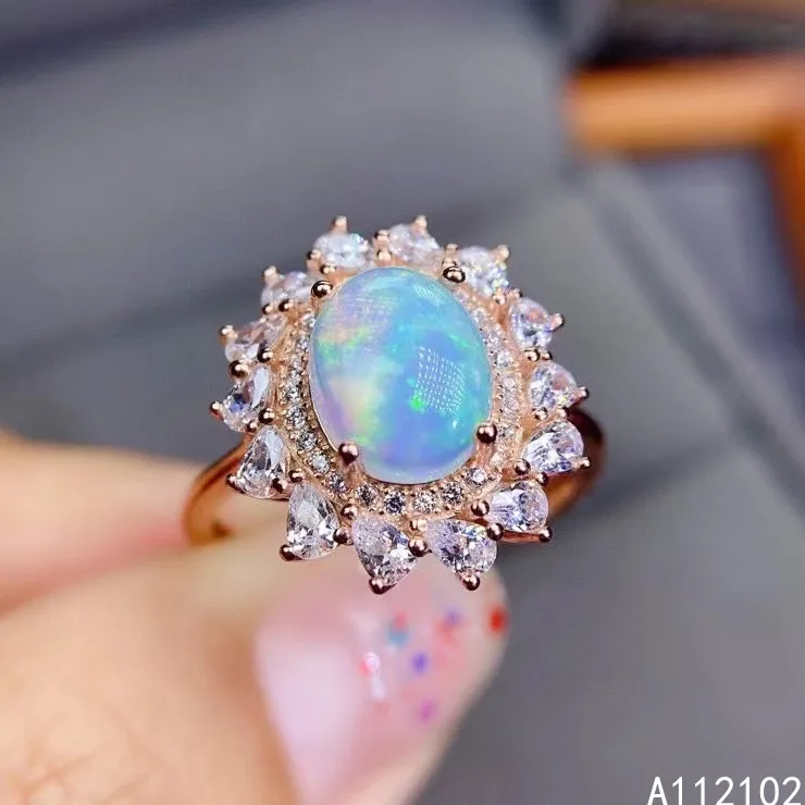 

KJJEAXCMY fine jewelry S925 sterling silver inlaid natural opal new girl popular ring Gift support test Chinese style with box