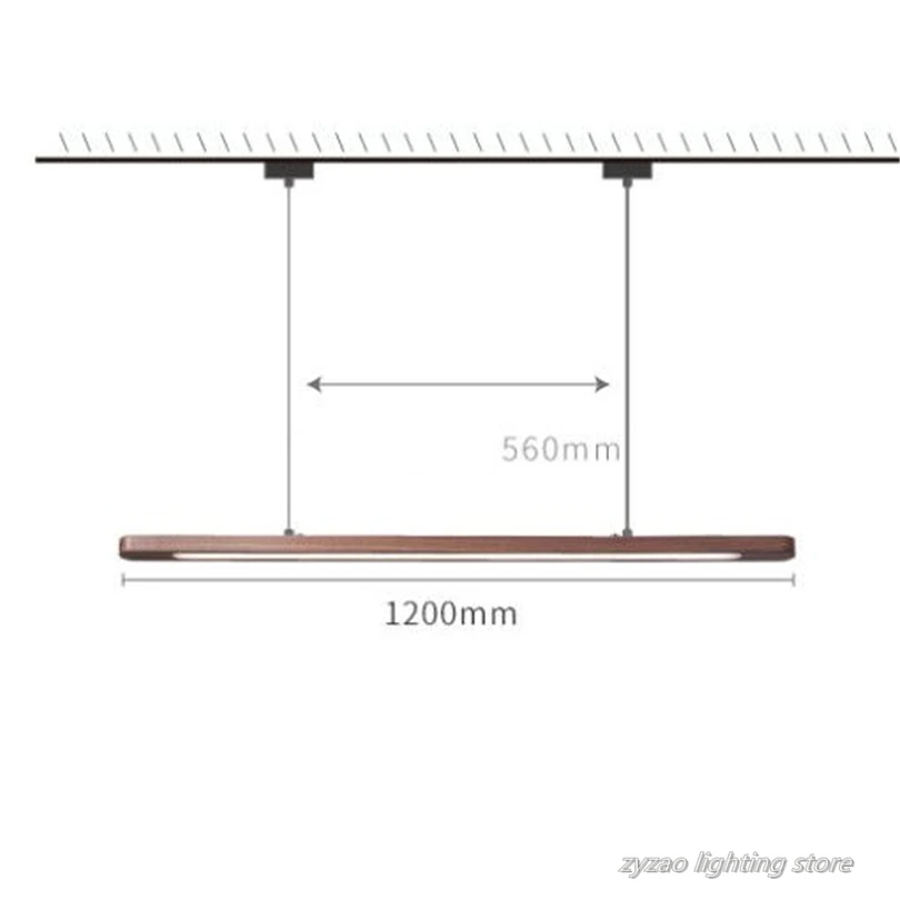 Nordic Wooden LED Pendant Lights Dining Room Restaurant Kitchen Hanging Lamp Home Decor Walnut Wood Office Strip Lights Fixtures