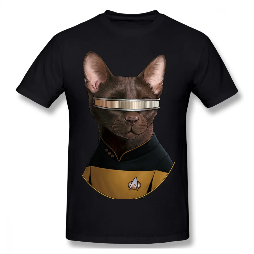 LaForge Cat Formation Comfort Clothes Fashion Design Stars Treke Science FictionTV Series Cotton Men T-Shirt