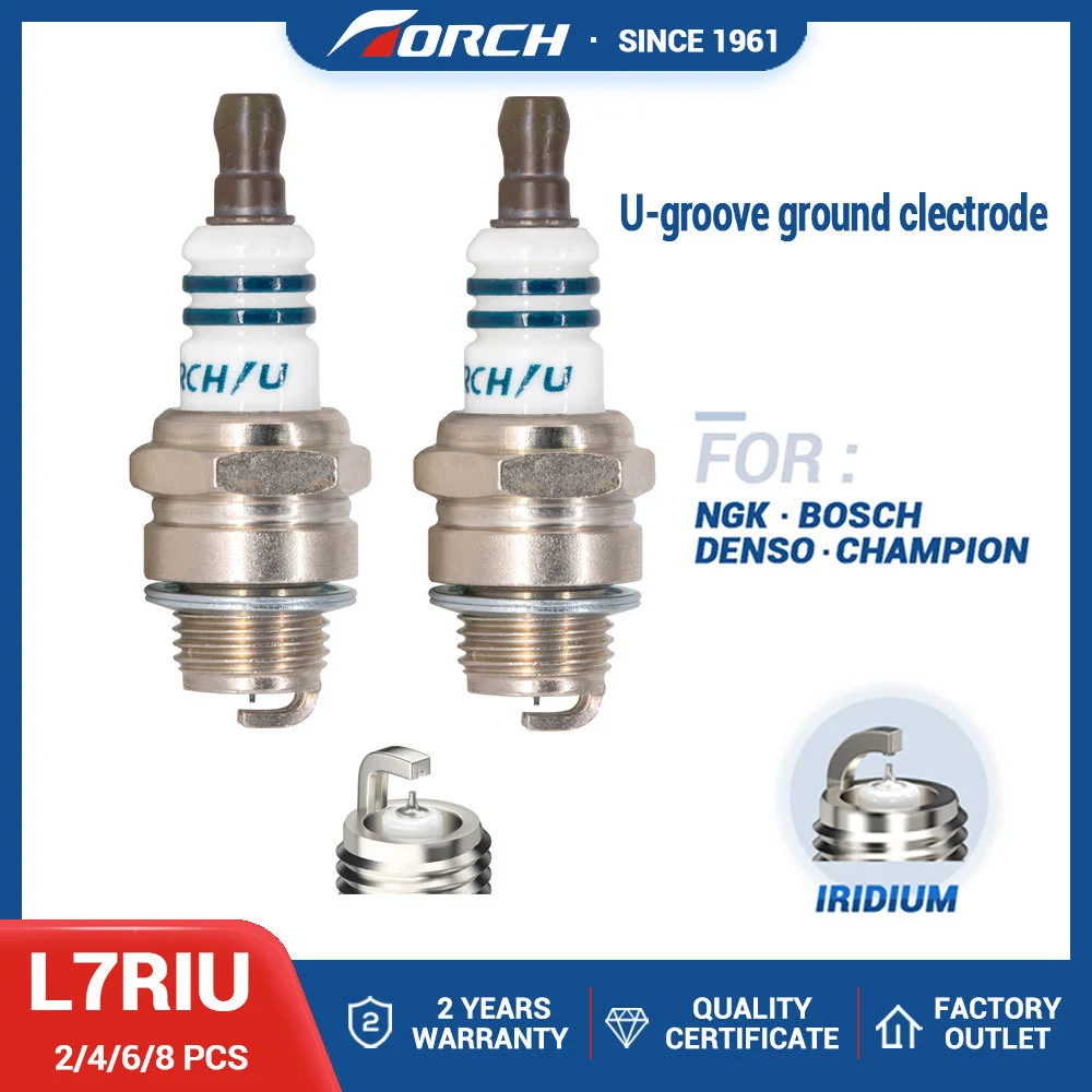 Candle BMR7A/BM7A Spark Plug Replacement Torch Brand Iridium Bujia U-Groove L7RIU Small Engine 2-8PCS