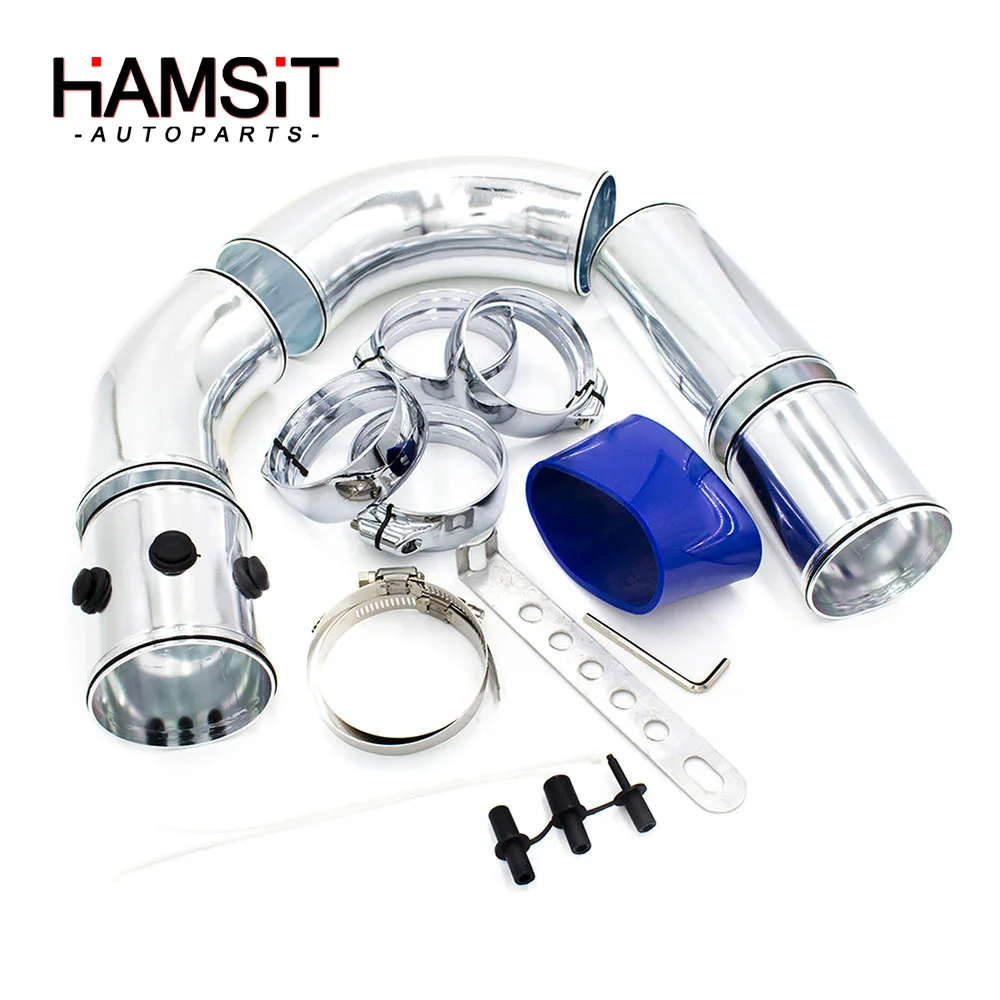 Hamsit Car Modified 76mm Universal Cold Air Filter Intake Five-stage Multi-function Air Intake Combined Aluminum Tube Kit