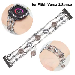 Agate Beads Bracelet for Fitbit Sense 2 / Fitbit Versa 3 /4 Smartwatch Band Strap Jewelry Women Replacement Dressy Wristband