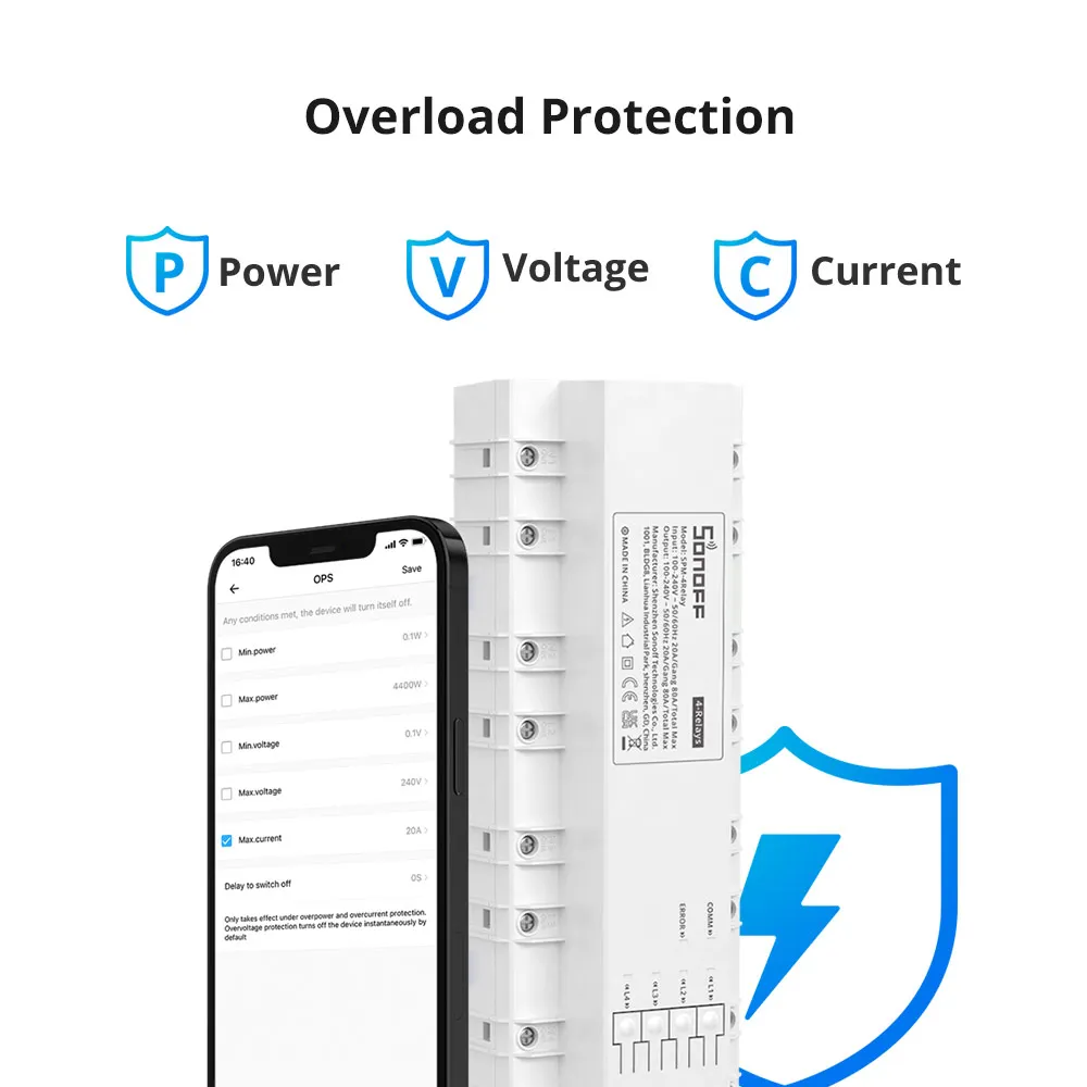 SPM Smart Stackable Power Meter, 20A Gang Overload Protection, Monitoramento do Consumo de Energia, Suporte a Cartão SD, Armazenamento de Dados, Novo