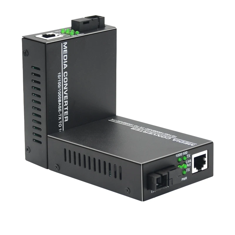 Convertitore multimediale in fibra ottica Gigabit 1000/100Mbps Ethernet RJ45 Single Mode Single Fiber TX RX SC Port alimentatore esterno