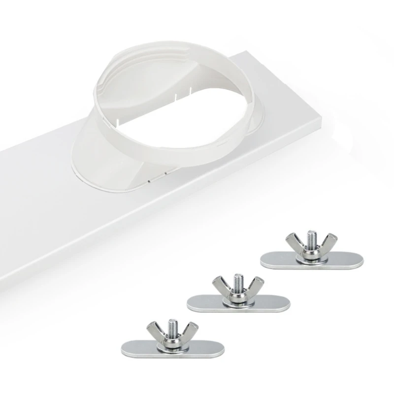 M2EE Set Adaptor Jendela Pendingin Udara Plastik Tahan Lama Portabel Selang Knalpot/Konektor Tabung Segel Jendela Pemasangan Mudah Digunakan