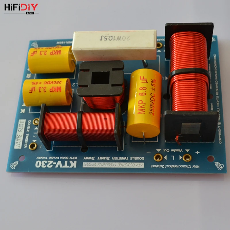 HIFIDIY KTV-230C 2 Way 3 speaker Double treble (Tweeter*2+ bass) Unit HiFi KTV Speakers audio Frequency Divider Crossover Filter