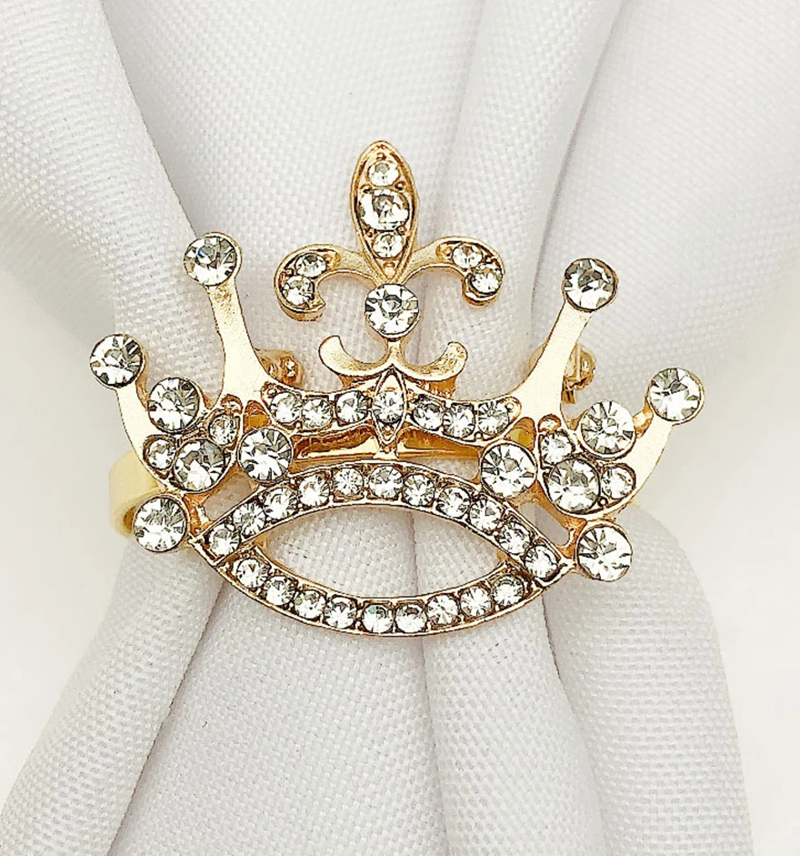 

10pcs/lot European Napkin Ring Crown Napkin Ring Diamond Napkin Buckle Wedding Western Meal Cloth Ring Desktop Decoration