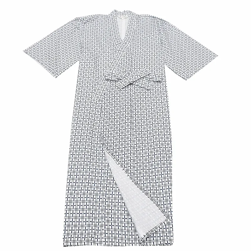 Kimono Pajamas For Men 100% Cotton Double Long Robes Nightdress Couples\' Lounge Sleep Nightgown