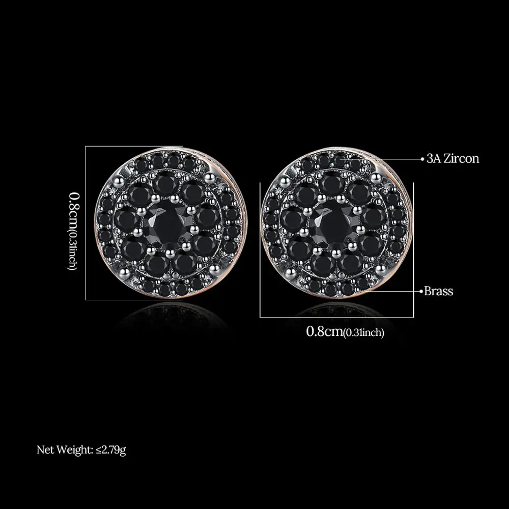 JINSE Micro Pave Bling Cubic Zircon Brand Studs Sparkling Black Personality Statement Earring for Woman Man Fashion Jewelry Gift