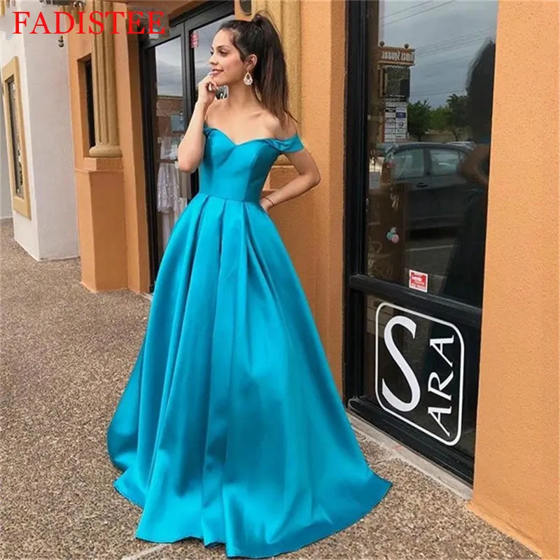 Sexy Weg Von Der Schulter Prom Kleider Einfache Satin Robe De Soirée De Mariage Vestido De Fiesta De Boda Платья для выпускного