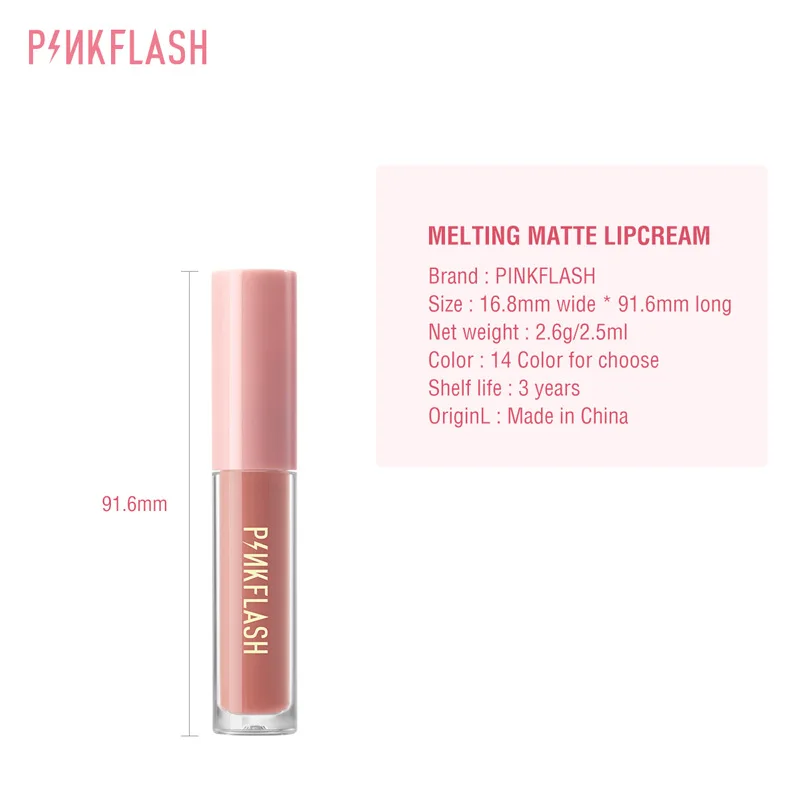 PINKFLASH 14 Colors Matte Moisturize Makeup Lip Gloss Ink Liquid Lipstick Waterproof Long Lasting Lipstick Tubes Maquiagem TSLM1