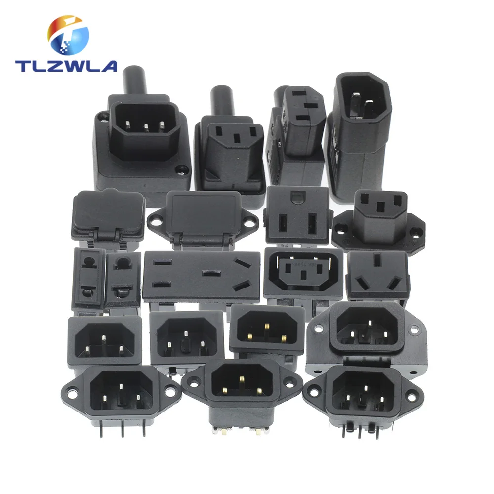 1 SZTUK Czysta miedź IEC320 C14 Elektryczne gniazdo zasilania AC 2/3/4/6Pin Przełącznik z lampą Gniazdo zasilania kablowego 10A 250V