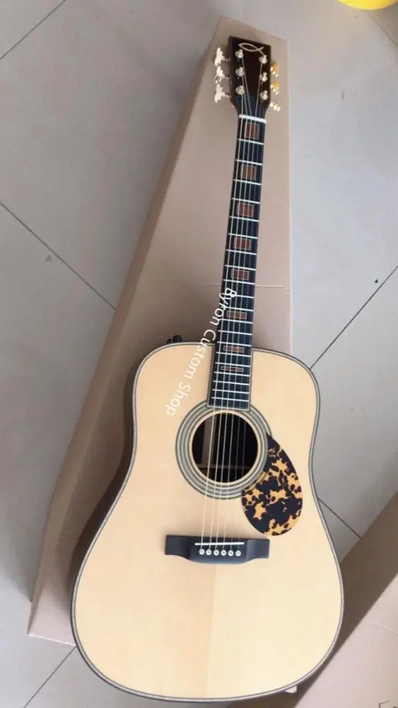 

free shipping AAAA all solid wood fully customize dreadnought body D shape acoustic electric guitar