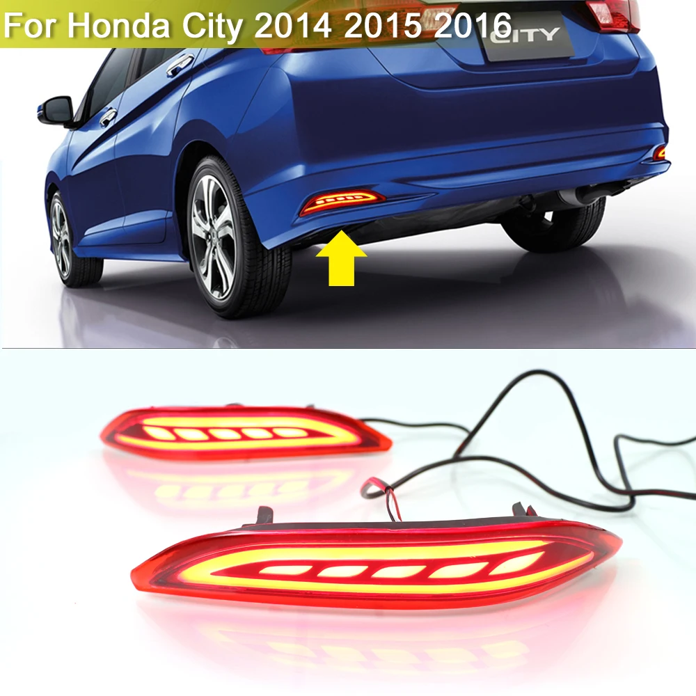 Multi Function LED Rear Bumper Reflector Lamp Driving Warning Light Brake Light Turn Signal Light For Honda City 2014 2015 2016