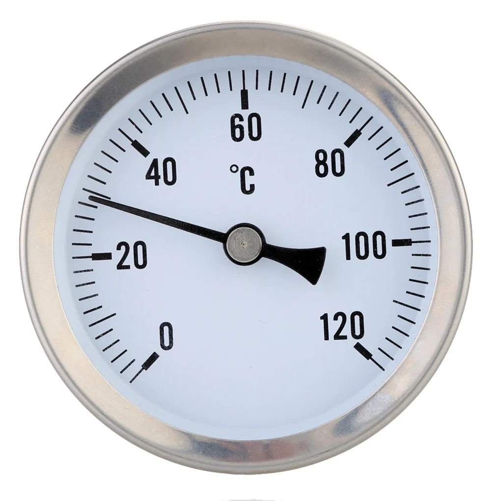 Round Dial Horizontal Thermometer 0-120°C 63mm Aluminum Temperature Gauge Meter Suitable for Liquid Water Measure Range