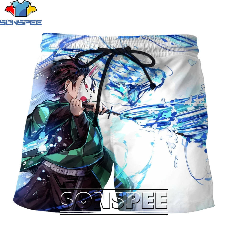 3D Printing Demon Slayer Blade Tanjirou Anime Shorts Summer Men's and Women's Street Sports Fitness Shorts Fashion Beach Pants