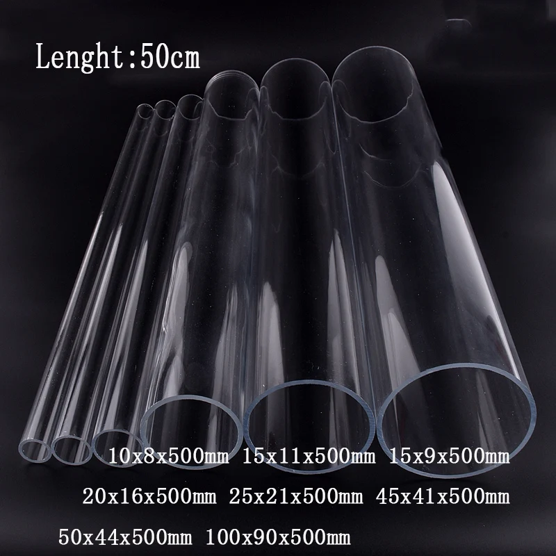 1pcs Acrylic Pipe High Transparent Glass Tube Length 20~50cm Fish Tank Aquarium Garden irrigation Pipe Fittings