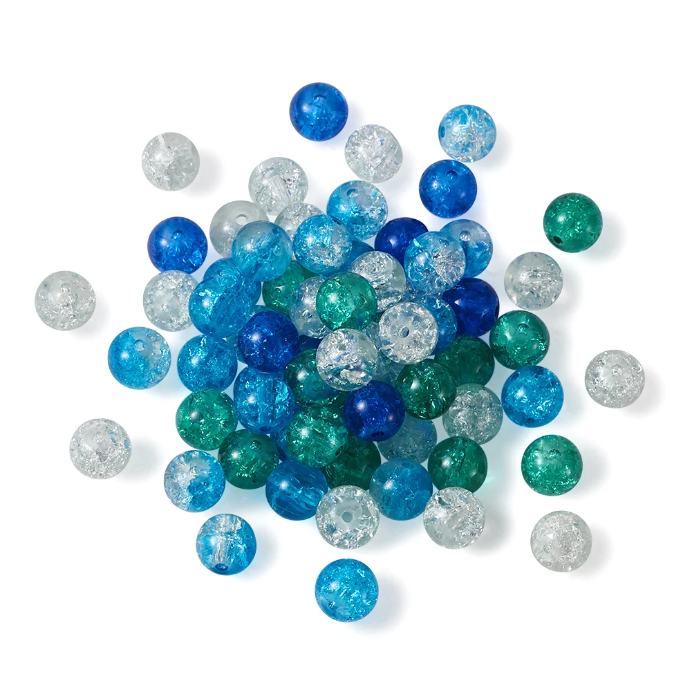 

4mm 6mm 8mm Painted Snow Cracked Crystal Beads Crackle Glass Beads Round Spacer Stones Beads for Jewelry Making DIY Bracelets
