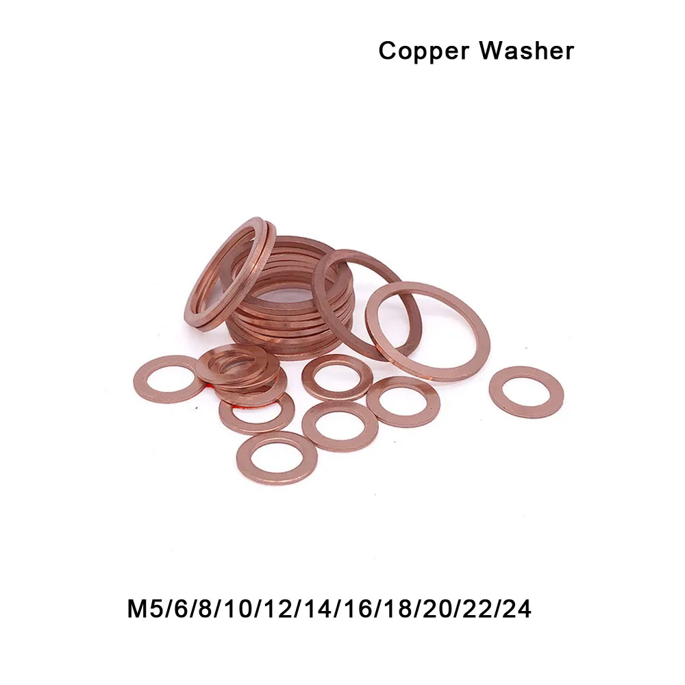 Flat Copper Washer M5 M6 M8 M10 M12 M14 M16 M18 M20 M22 M24 Solid Seal Ring Gasket Corrosion resistance