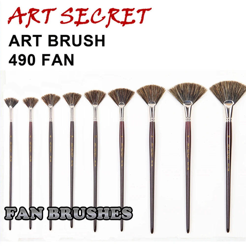 Artsecret 490FAN High Quality Harden Bristles Hair Wooden Handle Oil&Acrylic&Wall Drawing Art Supplies Paint-Brush