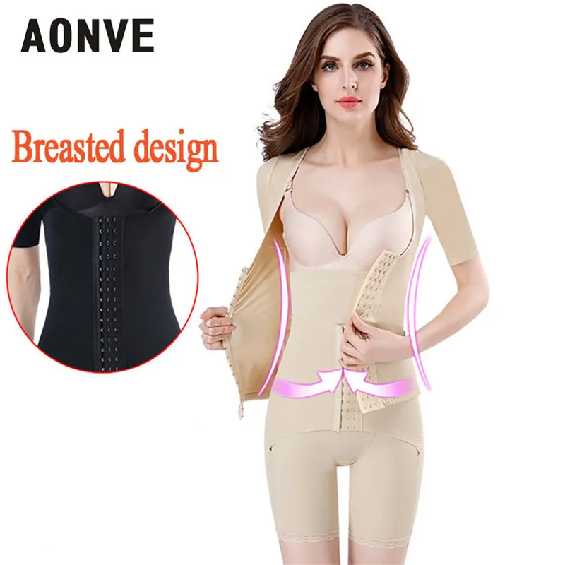 Aonve Women's Binders and Shapers Sexy Lingerie Slimming Underwear Bodysuit Split Suit Short Sleeve Lose Weight Plus Size XXXL